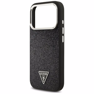 Guess Blizgus Trikampio Logotipas Magnetinis dėklas telefonui iPhone 17 Pro - juodas