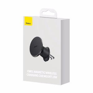 Automobilinis laikiklis Baseus CW01 juodas belaidis krovimas 15W magnetinis / oro ventiliacijos grotelės
