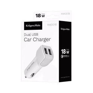 Kruger&Matz automobilinis įkroviklis su 2 USB jungtimis, 3000 mA, Quick Charge 3.0