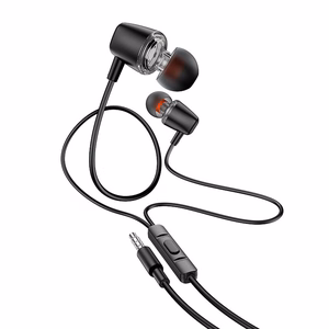 HOCO kabelinės ausinės Jack 3,5 mm su mikrofonu M107 juodos