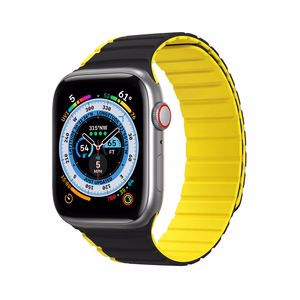 Магнитный ремешок для Apple Watch SE, 9, 8, 7, 6, 5, 4, 3, 2, 1 (41, 40, 38 mm) Dux Ducis (LD Version) - чёрно-жёлтый