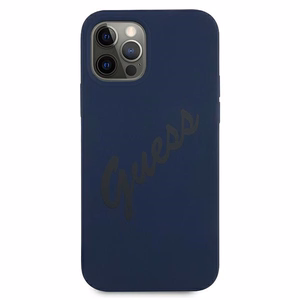 Guess GUHCP12LLSVSBL iPhone 12 Pro Max 6.7" mėlynas/mėlynas kietas dėklas Script Vintage