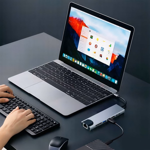 Tech-Protect HB09 USB šakotuvas 8in1 TYPE-C + USB-A 3.0 + USB-C 3.0 + HDMI 4K 60HZ + SD/TF + PD100W + RJ45 1000 MB/S - pilkas