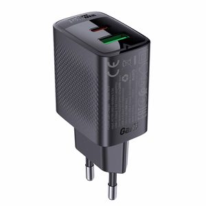 "Acefast A78" įkroviklio tinklas GaN USB-A / USB-C PD 20 W - juodas