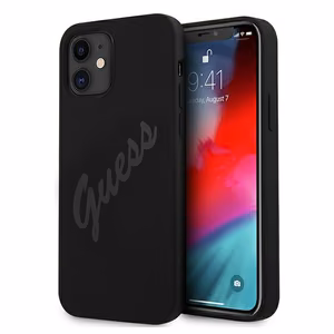 Guess GUHCP12SLSVSBK iPhone 12 mini 5.4" juodas/juodas kietas dėklas Script Vintage