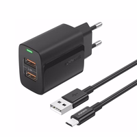 FONENG tinklo įkroviklis EU63 2.4A 12W 2xUSB + laidas Micro juodas