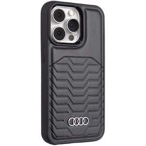 Audi sintetinės odos dėklas MagSafe iPhone 13 Pro Max - juodas