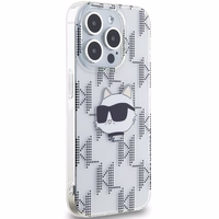 Karl Lagerfeld IML Choupette galvos ir monogramos dėklas iPhone 15 Pro - permatomas