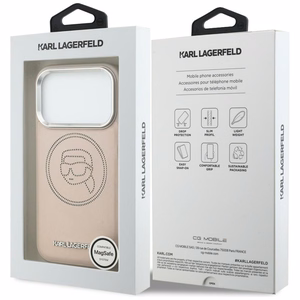 Karl Lagerfeld K Head Point Logo MagSafe Dėklas for iPhone 17 Pro - rožinis