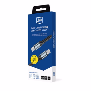 3mk Hyper Cable N-SERIES USB-C / USB-C 1.5m PD 3.0 QC 3.0 20V / 5A 100W - juodas