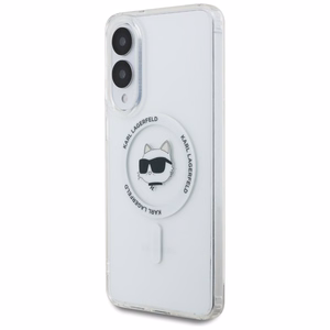 Karl Lagerfeld Choupette MagSafe dėklas Samsung Galaxy S25 Edge, baltas