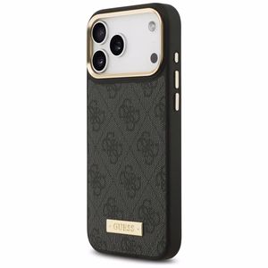 Guess 4G Logo Plate Magnetinis dėklas iPhone 17 Pro Max - juodas