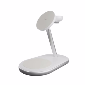 Puro Mag Station Qi2 3-in-1 belaidis įkroviklis, suderinamas su MagSafe - baltas