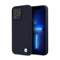 BMW Silicone Signature dėklas telefonui iPhone 13 Pro Max 6.7" - tamsiai mėlynas