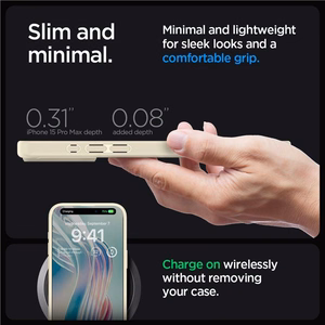 Spigen Crystal Hybrid dėklas telefonui iPhone 15 Pro Max - skaidri smėlinis