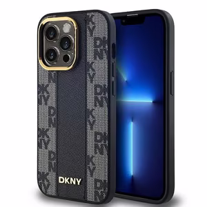 DKNY Odinis langeliais raštuotas magnetinis dėklas iPhone 13 Pro / 13 - juodas