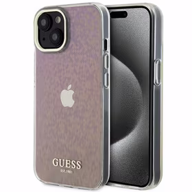 Guess GUHCP15SHDECMP iPhone 15 6.1" rožinis/rožinis kietas dėklas telefonui IML Faceted Mirror Disco Iridescent