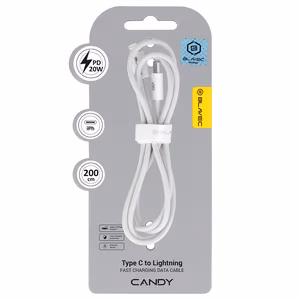 Blavec Cable Candy плетёный кабель Type C на Lightning PD 20W 2.4A 2m Apple CarPlay (CCA-CL24W20) белый