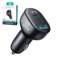 Automobilinis įkroviklis Joyroom "JR-CCD04" juodas 30W (2xPD / 1xQC3.0 / su LED voltmetru)