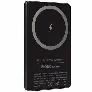 Powerbank Audi Big Logo MagSafe inductive 15W 5000mAh - gray