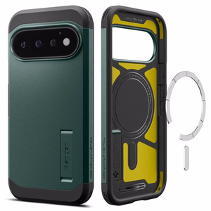 Spigen Tough Armor Mag MagSafe dėklas, skirtas Google Pixel 11 Pro, tamsiai žalias