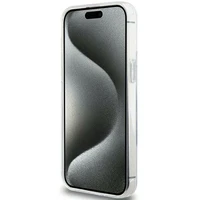 Karl Lagerfeld KLHMP15XHMRSKHH iPhone 15 Pro Max 6.7" baltas kietas dėklas su stovu Karl Head MagSafe