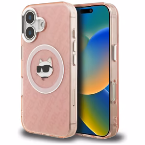 Karl Lagerfeld IML Choupette Head Logo MagSafe Dėklas iPhone 16 - rožinis