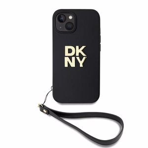 DKNY Dėklas telefonui su dirželiu ir logotipu iPhone 15 Plus - juodas