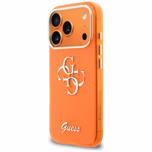 Guess IML 4G Script Metal Dėklas for iPhone 17 Pro Max - oranžinis