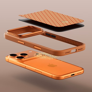 Benks Magnetic Armor Pro Armor Grid Kevlar dėklas su metaliniu rėmeliu 600D (C.K.FL.AP.GD.F070), skirtas Iphone 17 Pro Max, oranžinis