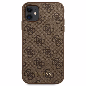 Guess 4G Metal Gold Logo dėklas telefonui iPhone 11 / Xr 6.1" - Rudas