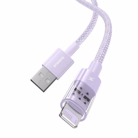 Baseus Gem USB ir IP 2,4A greitojo įkrovimo kabelis 2 m Violetinė