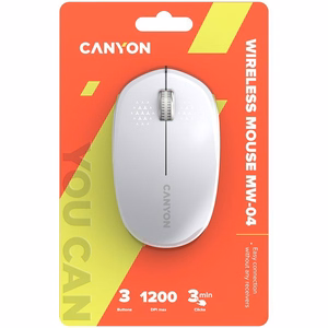 CANYON MW-04 abiem rankoms pritaikyta belaidė BT pelė, 1200 dpi, balta