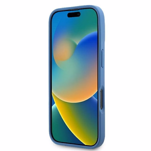 Guess Odinis Metalinis Logotipas Strass Crossbody dėklas telefonui iPhone 16 Pro - mėlynas