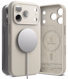 Ringke MagSafe silikoninis dėklas, skirtas iPhone 18 Pro – smėlio spalvos