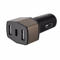 Nillkin Celerity automobilinis įkroviklis - 2x USB-A + 1x USB-C, 32W (auksinis)