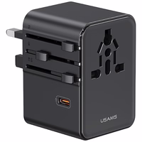 Tinklo įkroviklis USAMS Travel Adapter CC310 3xUSB-C 70W 4in1 US/AU/EU/UK juodas