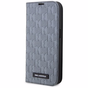 Karl Lagerfeld KLBKP14SSAKLHPG iPhone 14 6.1" knygos dėklas sidabrinis/sidabrinis Saffiano Monogram