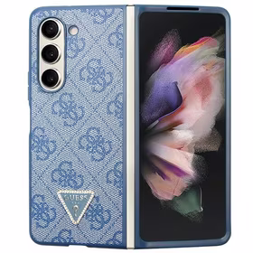 Guess 4G trikampis strass dėklas telefonui Samsung Galaxy Z Fold 5 - mėlyna