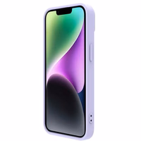 Dėklas Nillkin CamShield Silky Silicone Apple iPhone 15 Plus šviesiai violetinis