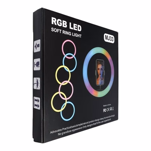 LED Ring Stream RGB lempa 12 FULL COLOR su laikikliu mobiliajam + trikojis juodas