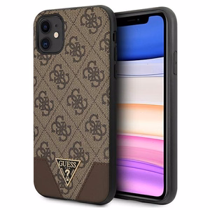 Guess 4G Triangle Collection dėklas telefonui iPhone 11 6.1" / Xr 6.1" - Rudas