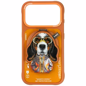 Nimmy Cool&Cute 2.0 Dog deklas iPhone 17 Pro su magnetiniu laikikliu - oranzinis