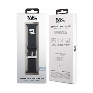Karl Lagerfeld 3D Rubber Karl Head dirželis, skirtas Apple Watch 42 / 44 / 45 / 49 mm, juodas