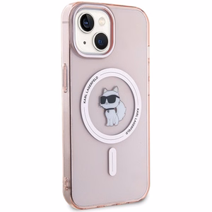 Karl Lagerfeld IML Choupette Magnetinis dėklas telefonui iPhone 15 - rožinė