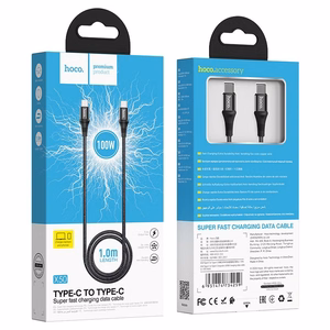 Kabelis USB-C į USB-C Hoco PD 5A 100W 1 m X50 juodas