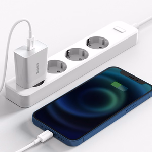 Baseus Speed Mini greitas įkroviklis, USB-C, PD, 3A, 20W (baltas)