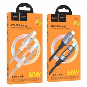 LED Laidas USB C to USB C Hoco 3A 60W 1,2 m U144 juodas