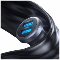 Automobilio įkroviklis USAMS CC320 Aluminium 2.4A 2xUSB-A tarnish