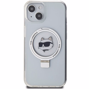 Karl Lagerfeld KLHMP15MHMRSCHH iPhone 15 Plus 6.7" baltas/baltas kietas dėklas su žiediniu stovu Choupette Head Magnetinis
